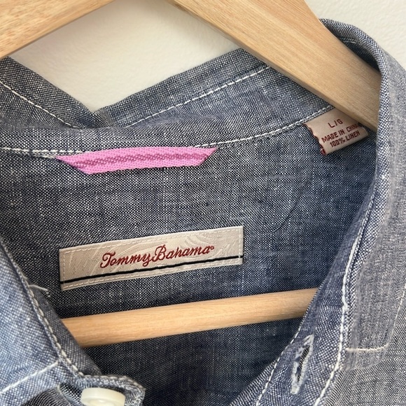 Tommy Bahama Island 100% Linen Button Down Tropical  Shirt Size Large - Picture 5 of 8